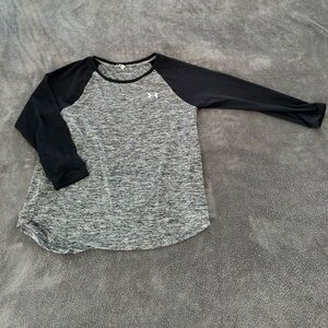 Under Armour M Black/Gray Heat Gear 3/4 Sleeve Shirt